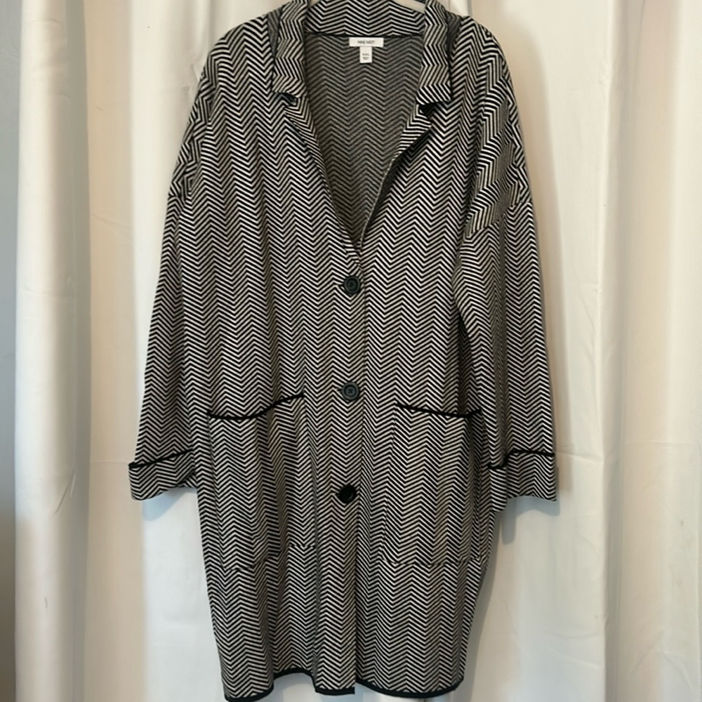 Nine West black chevron Cardigan Coatigan